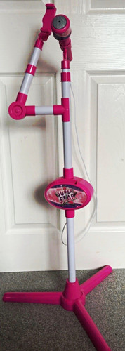Pink kids toy microphone stand - toy,